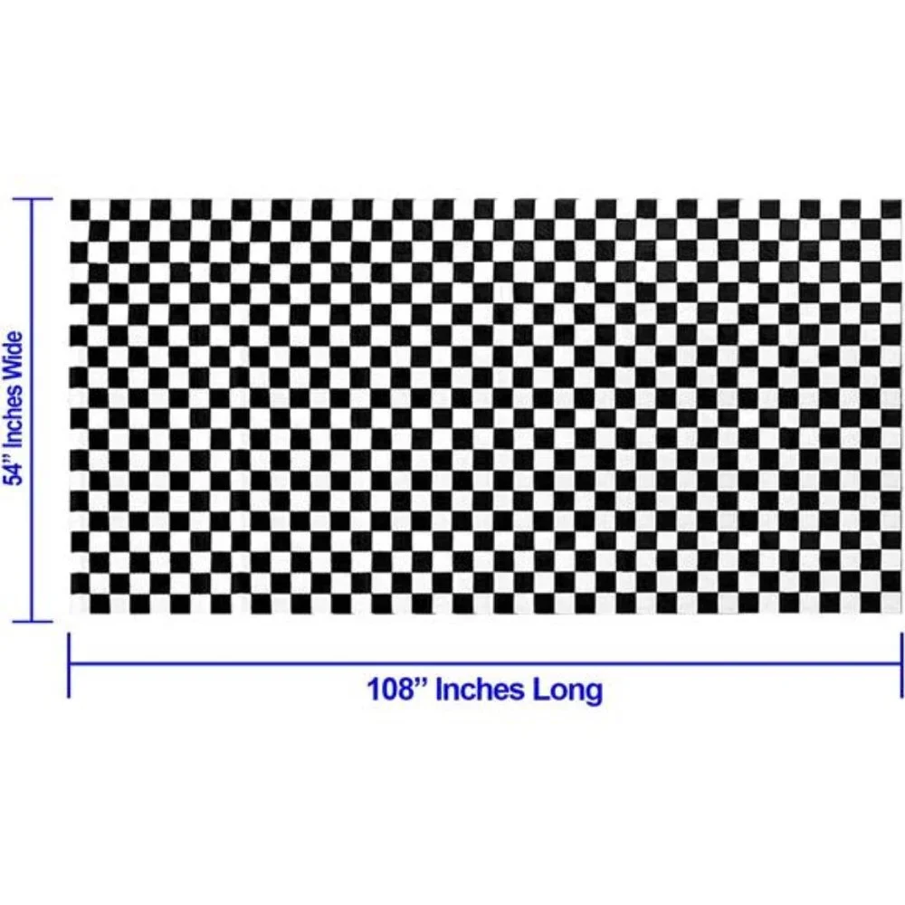 Black Checkered Tablecloth Plastic|3 Pcs Pack -54” Wide x108” Long|Black & White